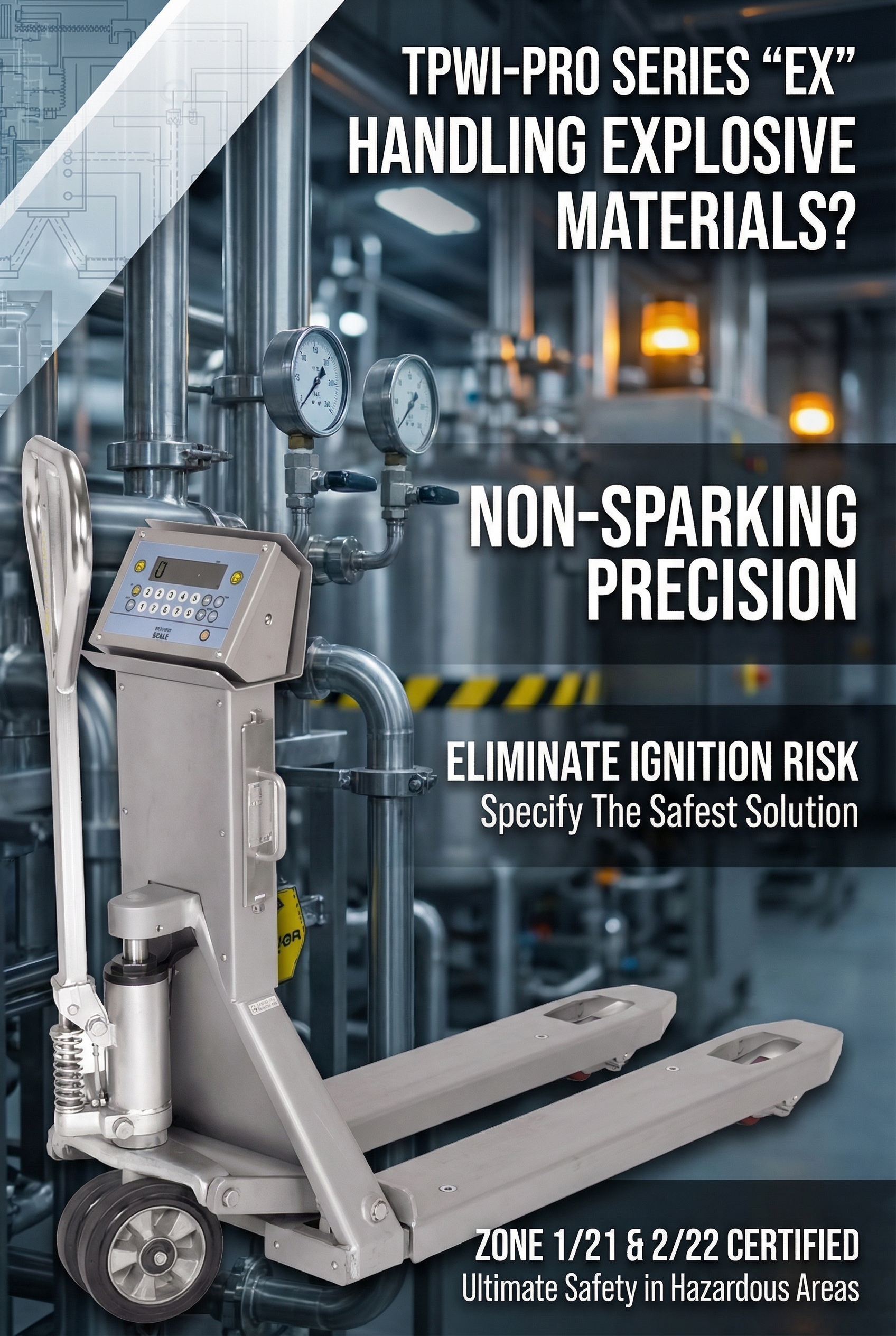 TPWI-PRO series "EX" 2GD PALLET TRUCK SCALE IN STAINLESS STEEL ZONE 1/21 & 2/22 - Image 2
